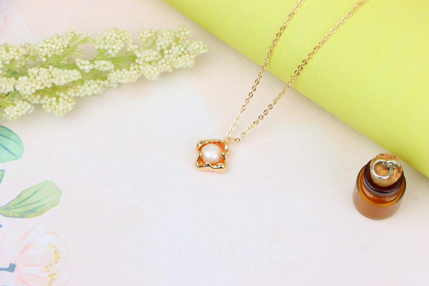 Elegant Rose Gold Pearl Pendant Necklace for Women, XPNL1912 (2162-5)