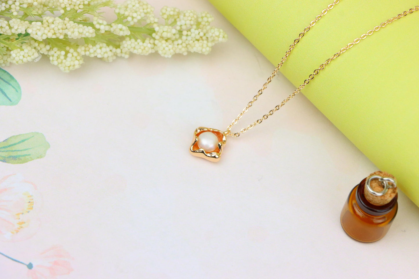 Elegant Rose Gold Pearl Pendant Necklace for Women, XPNL1912 (2162-5)