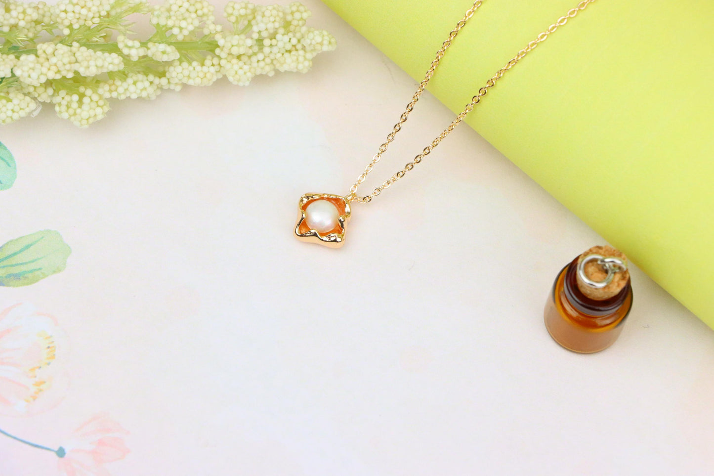 Elegant Rose Gold Pearl Pendant Necklace for Women, XPNL1912 (2162-5)