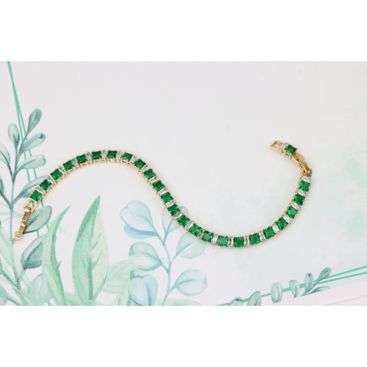 Elegant Emerald Green & White Stone Rose Gold Bracelet, XPBL0763 (2077-2)