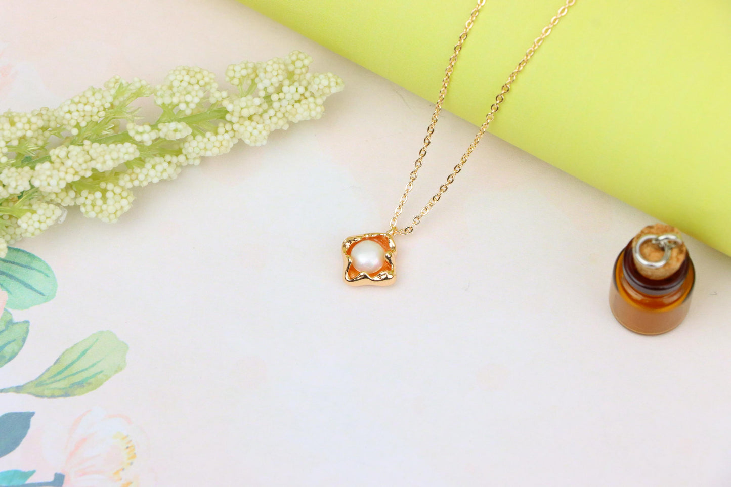 Elegant Rose Gold Pearl Pendant Necklace for Women, XPNL1912 (2162-5)