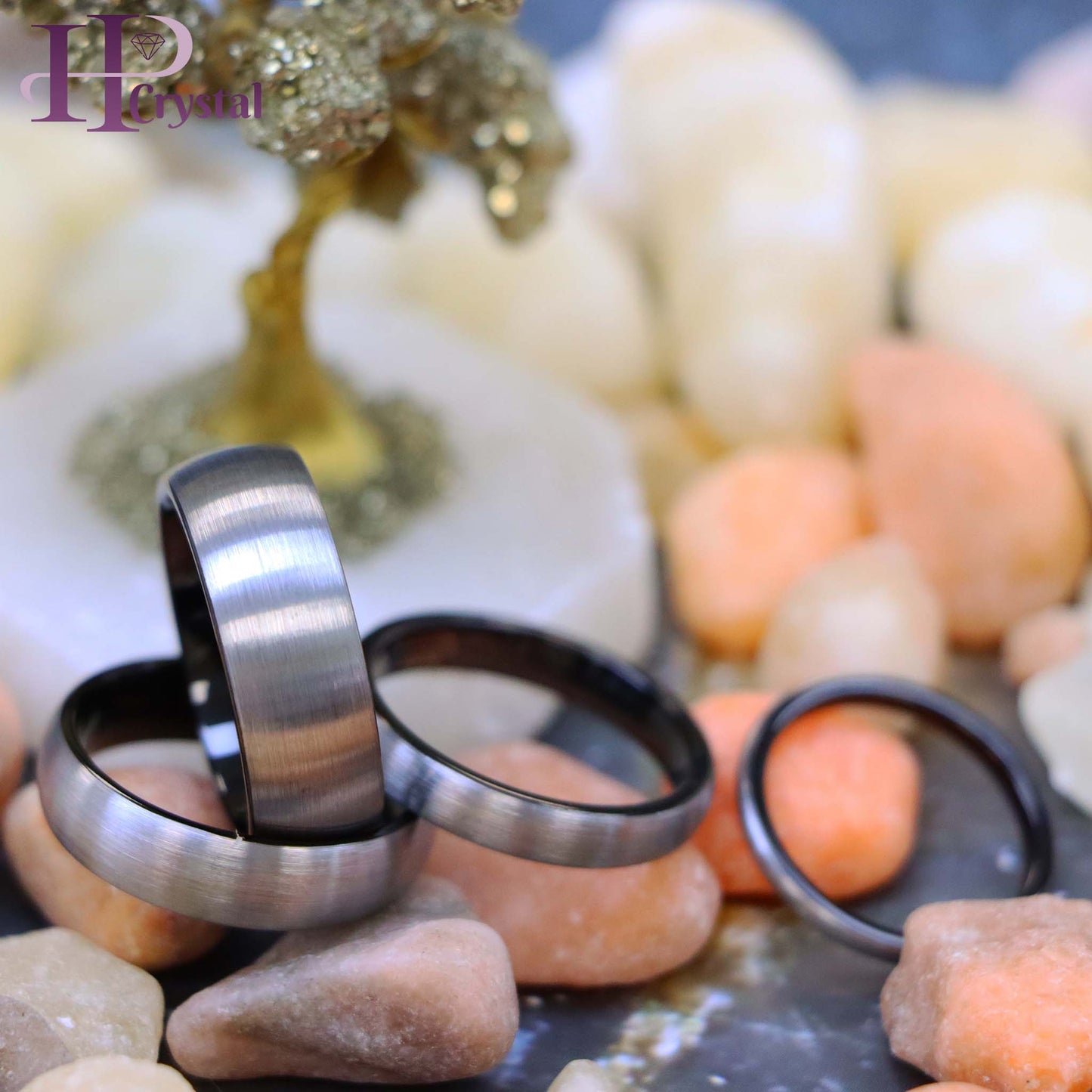 Men’s Black Tungsten Ring – Gunmetal Brushed Finish, Modern Wedding Band