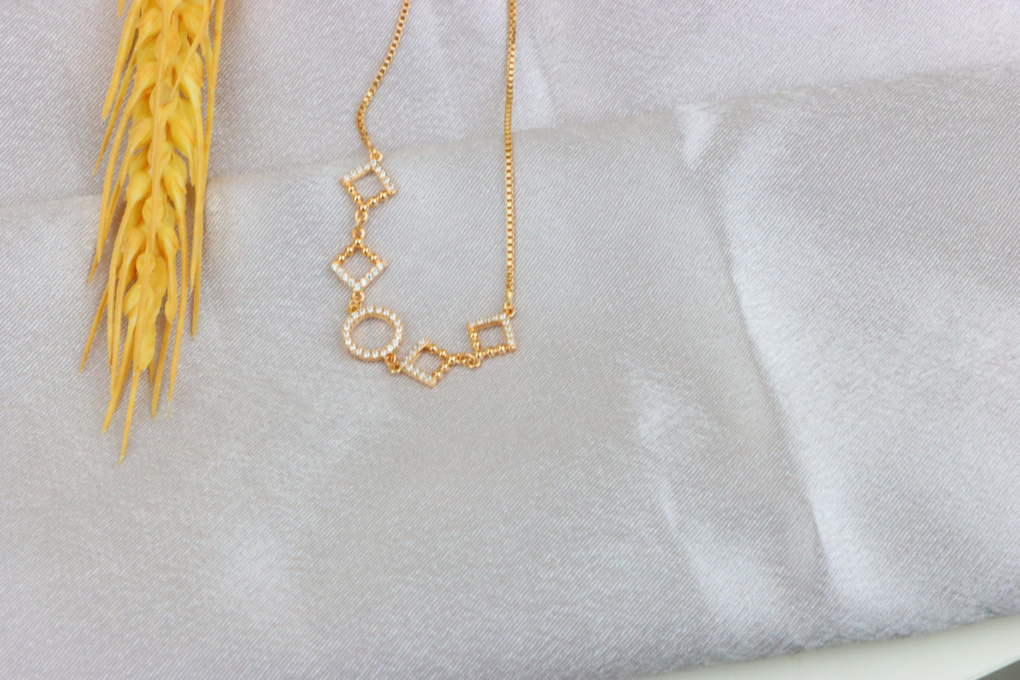 Rose Gold Adjustable Bracelet with Geometric CZ Charm Design, XPAB1913 (2162-6)