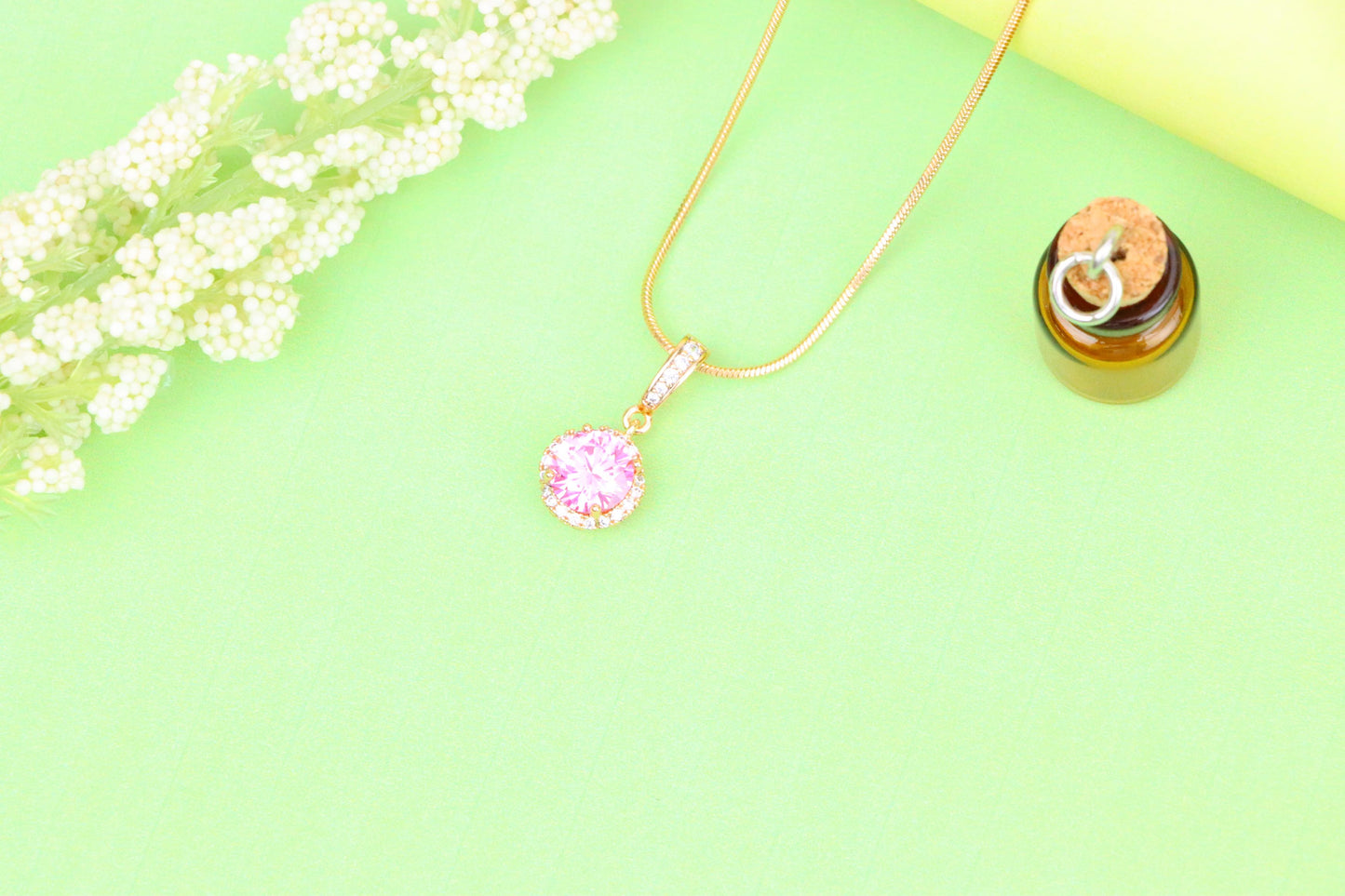 Light Pink Crystal Pendant with Gold Plated Sparkling Accent Frame, XPPT1460 (2137-1)
