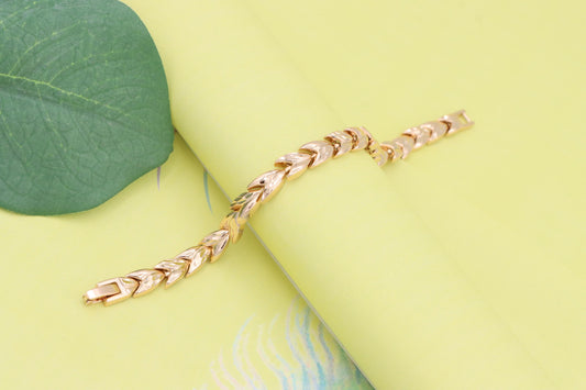 Leaf Link Design Rose Gold Bracelet in High Quality Gold Plated Brass, XPBL1153 (2116-2)