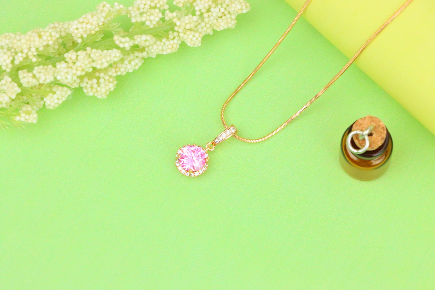 Light Pink Crystal Pendant with Gold Plated Sparkling Accent Frame, XPPT1460 (2137-1)