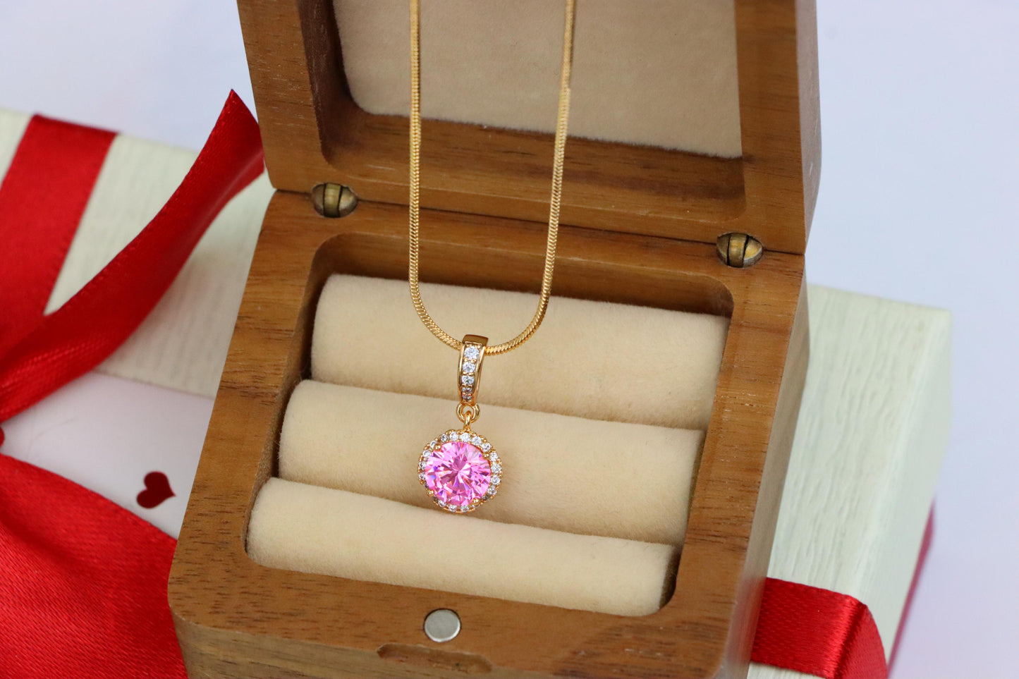 Light Pink Crystal Pendant with Gold Plated Sparkling Accent Frame, XPPT1460 (2137-1)