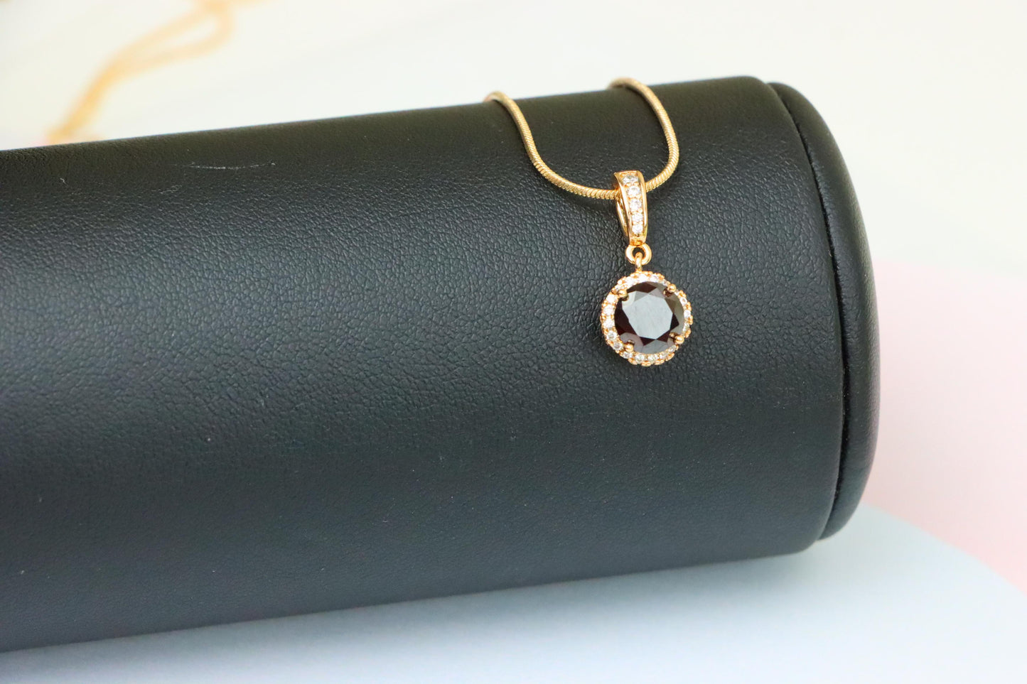 Blood Red Pendant with Gold Plated Brass and Crystal Accents, XPPT1461 (2137-1)