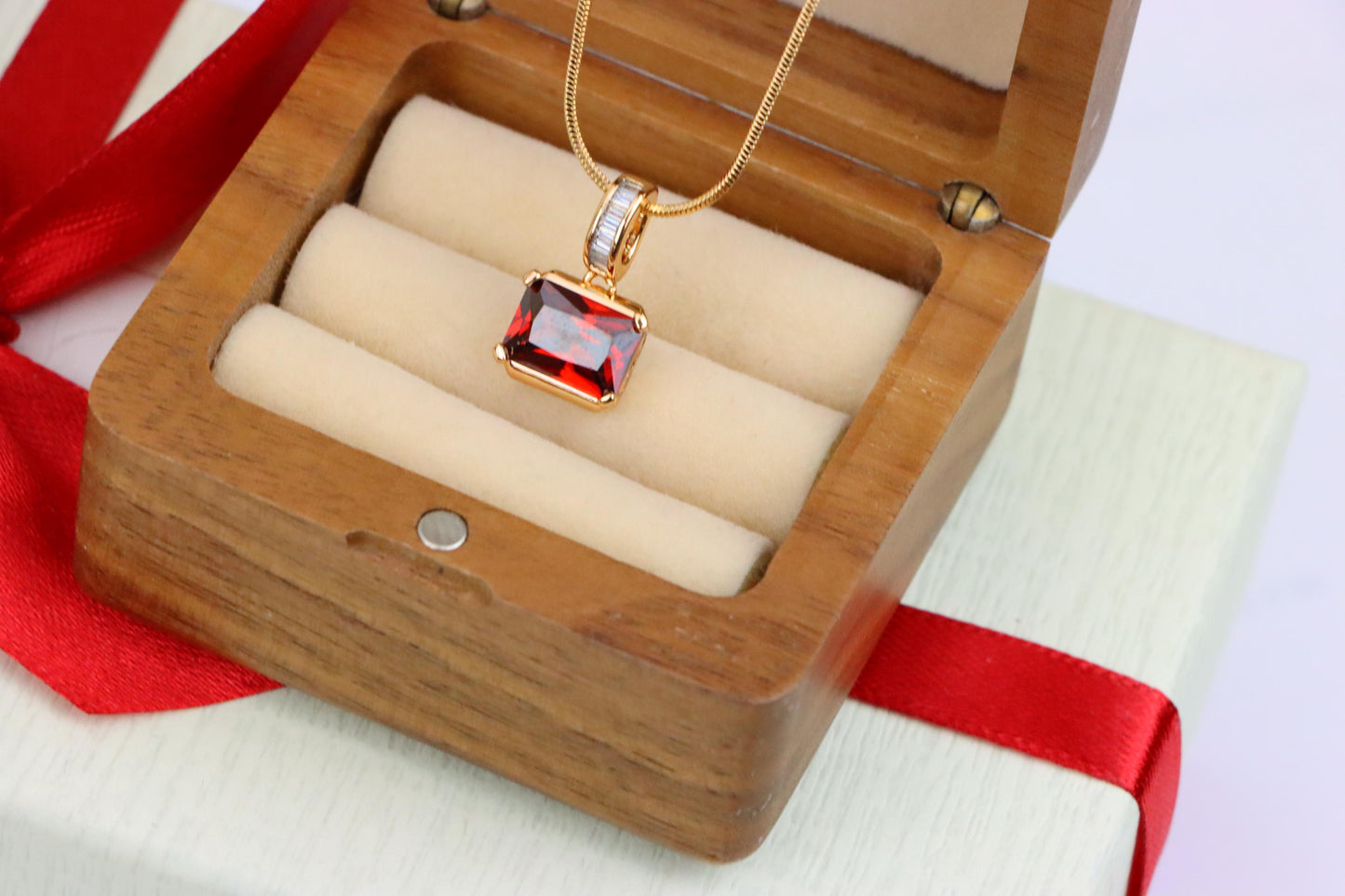 Elegant Red Gemstone Pendant with Gold Plated Brass Frame, XPPT1775 (2162-7)