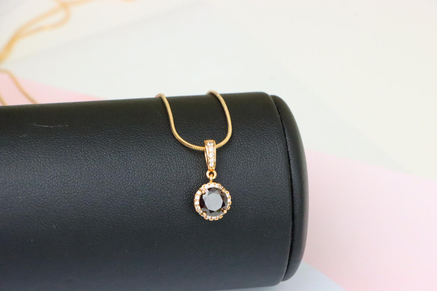 Blood Red Pendant with Gold Plated Brass and Crystal Accents, XPPT1461 (2137-1)