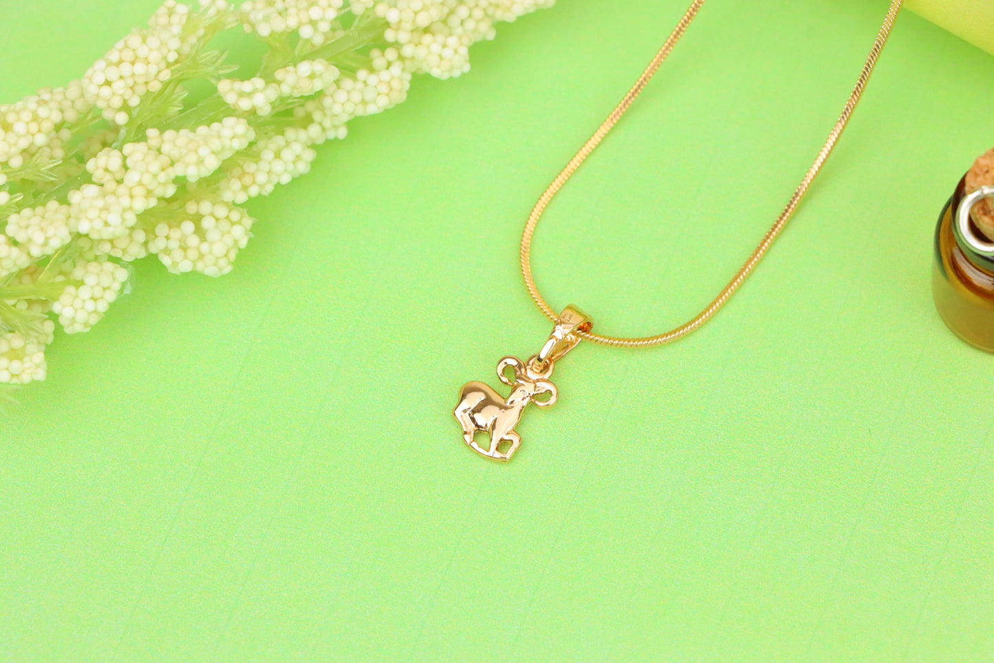 Rose Gold Aries Ram Pendant in Gold Plated Brass, XPPT1462 (2137-2)