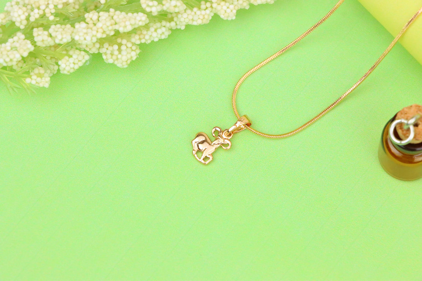 Rose Gold Aries Ram Pendant in Gold Plated Brass, XPPT1462 (2137-2)