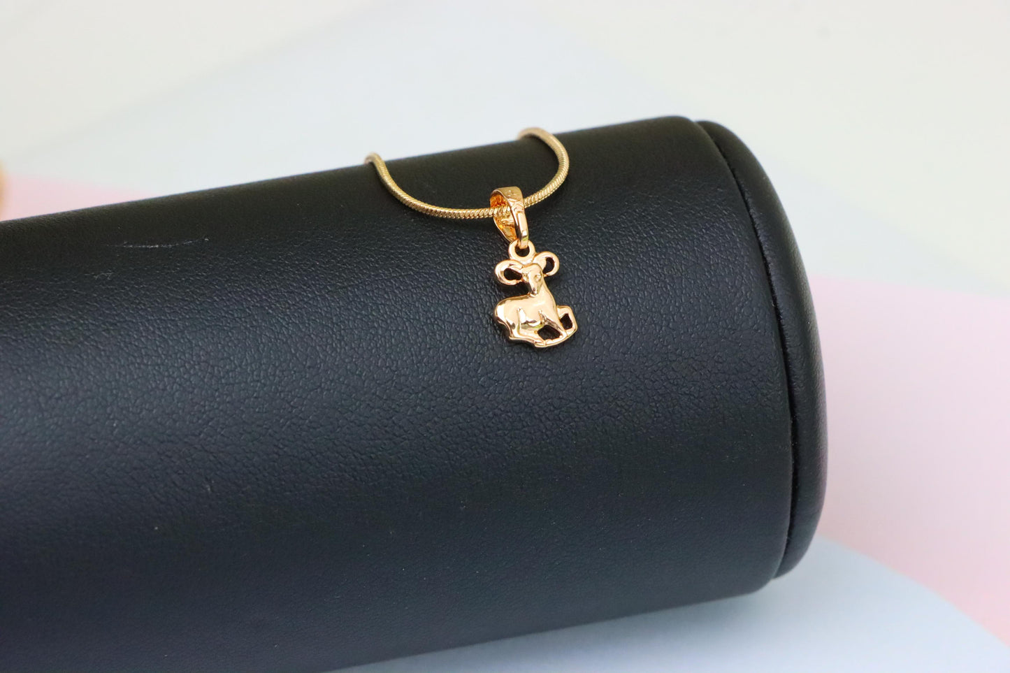 Rose Gold Aries Ram Pendant in Gold Plated Brass, XPPT1462 (2137-2)