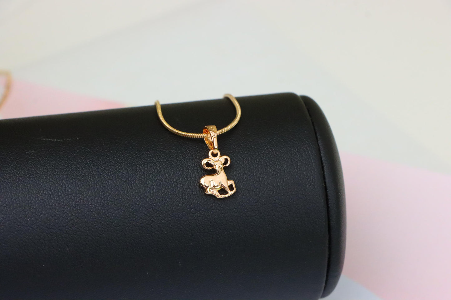 Rose Gold Aries Ram Pendant in Gold Plated Brass, XPPT1462 (2137-2)