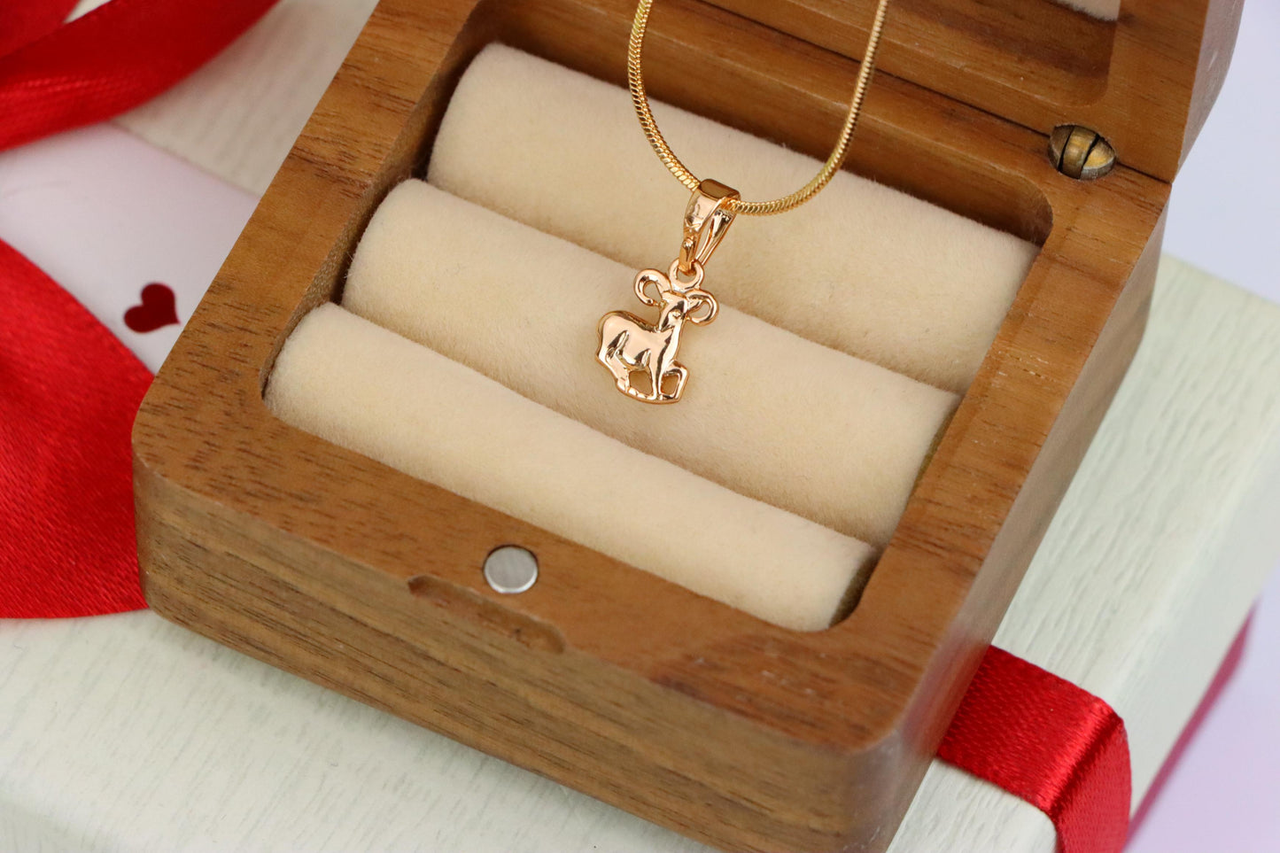 Rose Gold Aries Ram Pendant in Gold Plated Brass, XPPT1462 (2137-2)