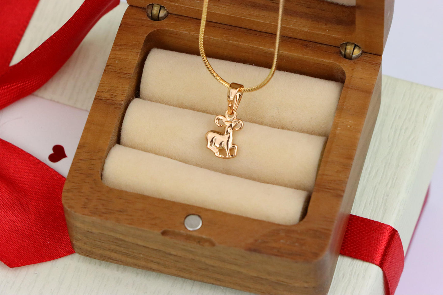 Rose Gold Aries Ram Pendant in Gold Plated Brass, XPPT1462 (2137-2)