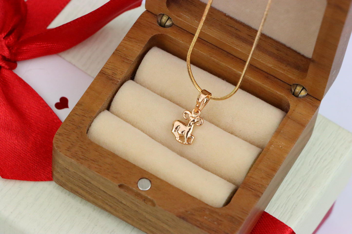 Rose Gold Aries Ram Pendant in Gold Plated Brass, XPPT1462 (2137-2)