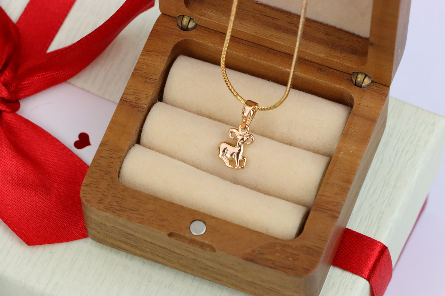 Rose Gold Aries Ram Pendant in Gold Plated Brass, XPPT1462 (2137-2)