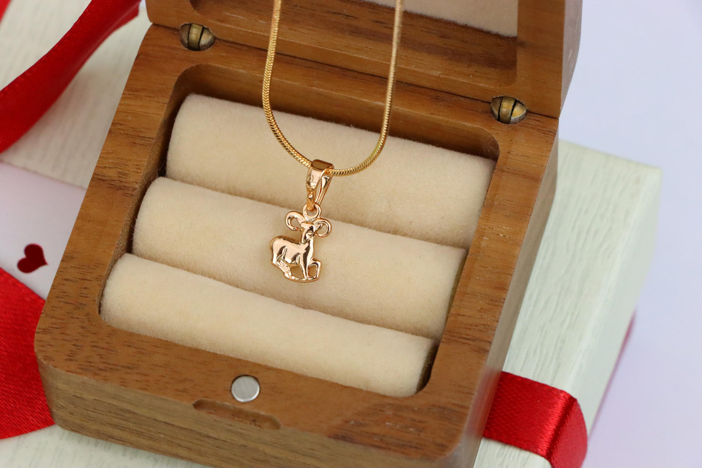 Rose Gold Aries Ram Pendant in Gold Plated Brass, XPPT1462 (2137-2)