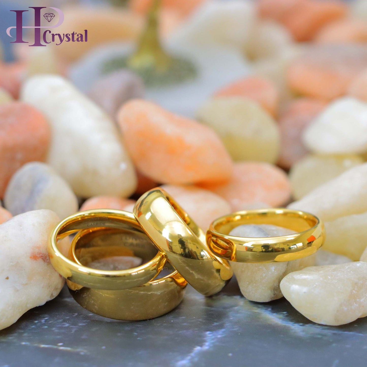 Domed Gold-Plated Shiny Polish Tungsten Ring