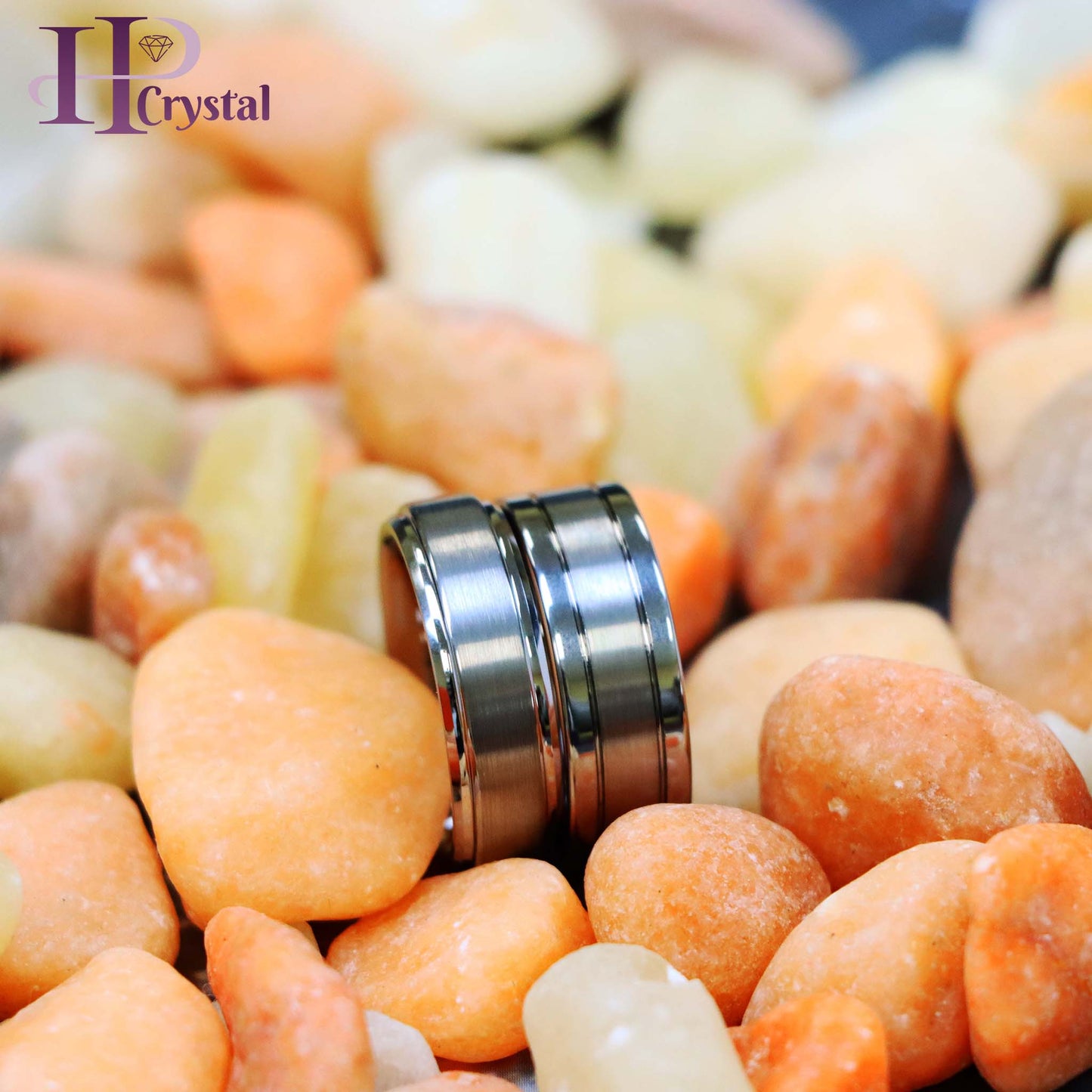 Polished Shiny Double Grooved Brushed Center Tungsten Ring