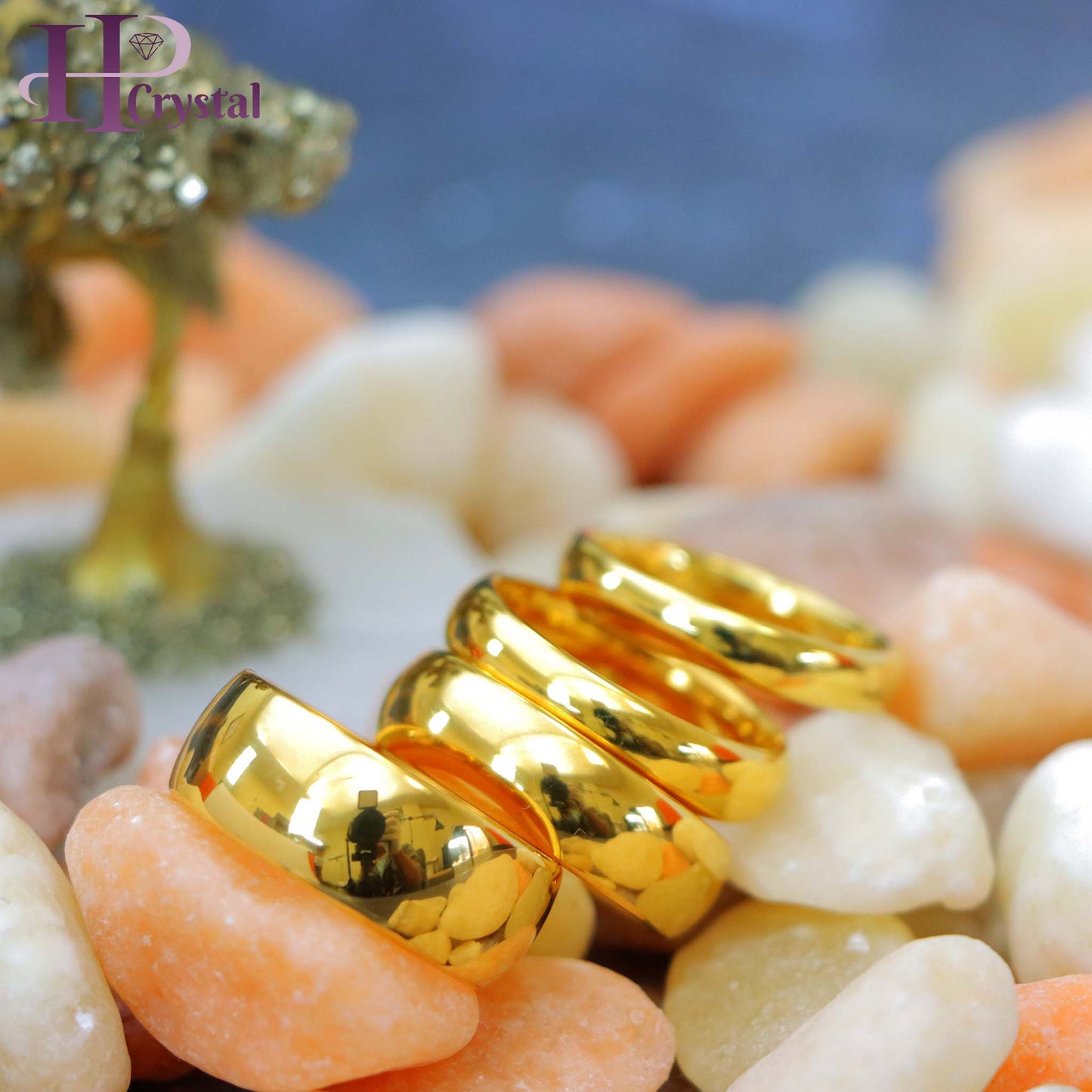 Domed Gold-Plated Shiny Polish Tungsten Ring