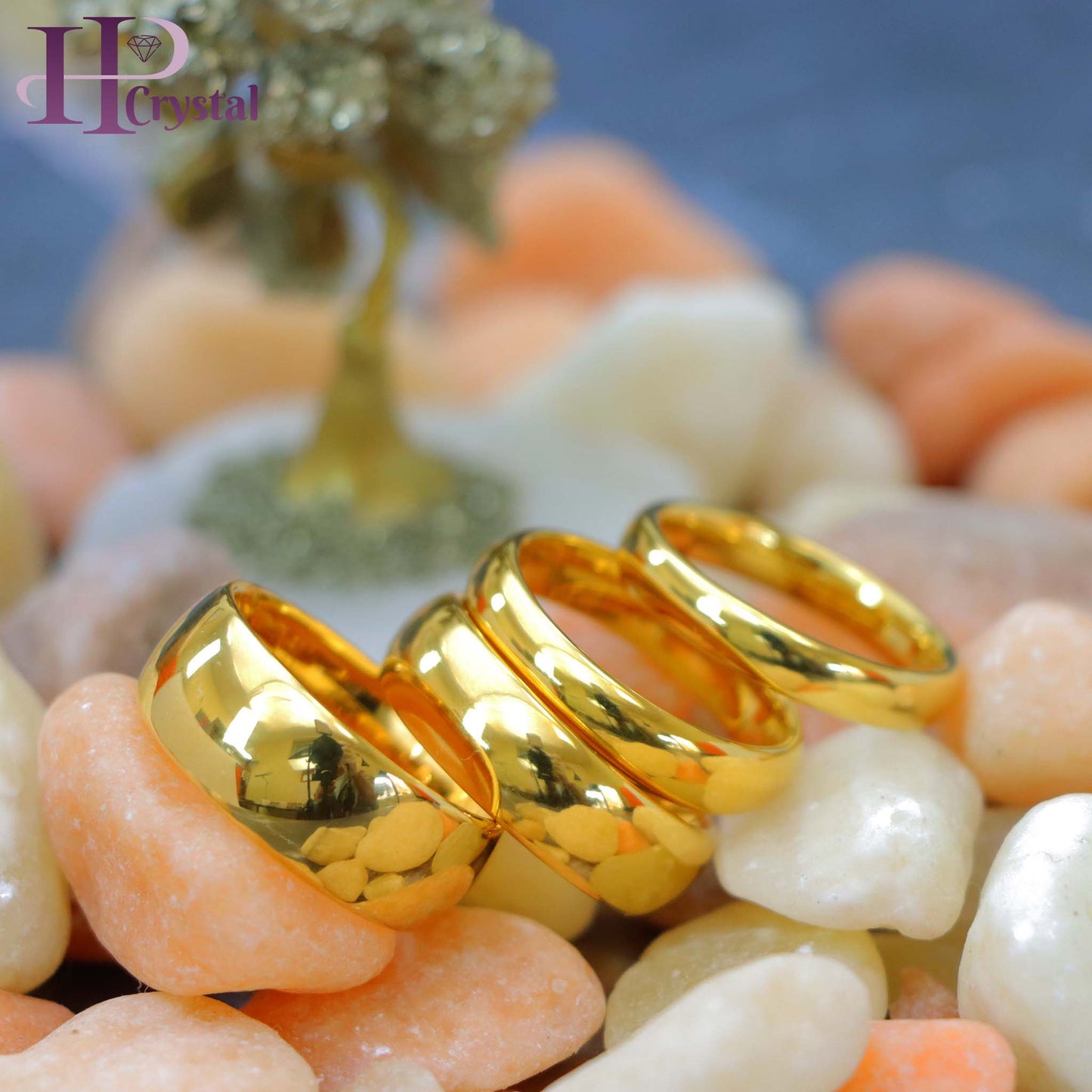 Domed Gold-Plated Shiny Polish Tungsten Ring