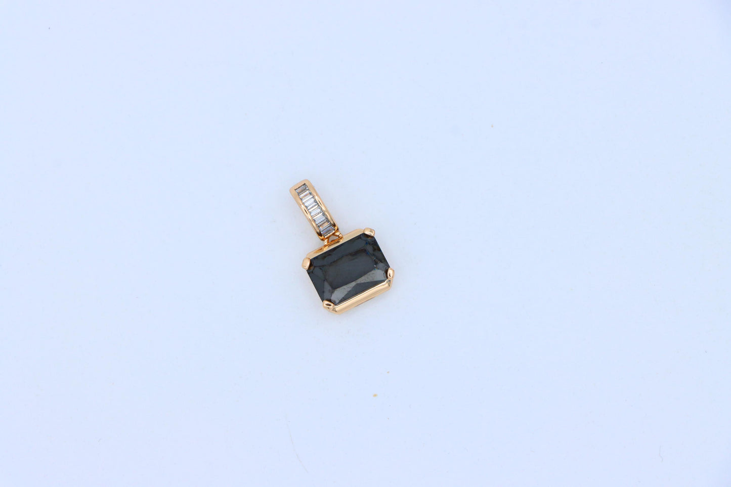 Chic Black Emerald Cut Pendant with Gold Plated Baguette Bail, XPPT1778 (2162-7)