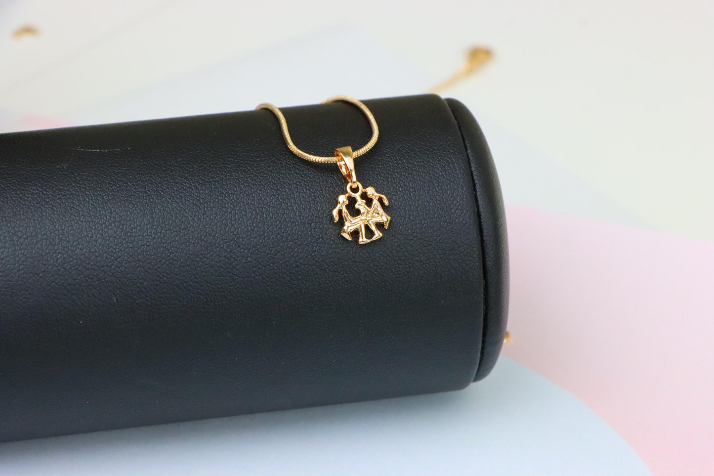 Rose Gold Gemini Pendant in Gold Plated Brass Zodiac Charm, XPPT1464 (2137-2)