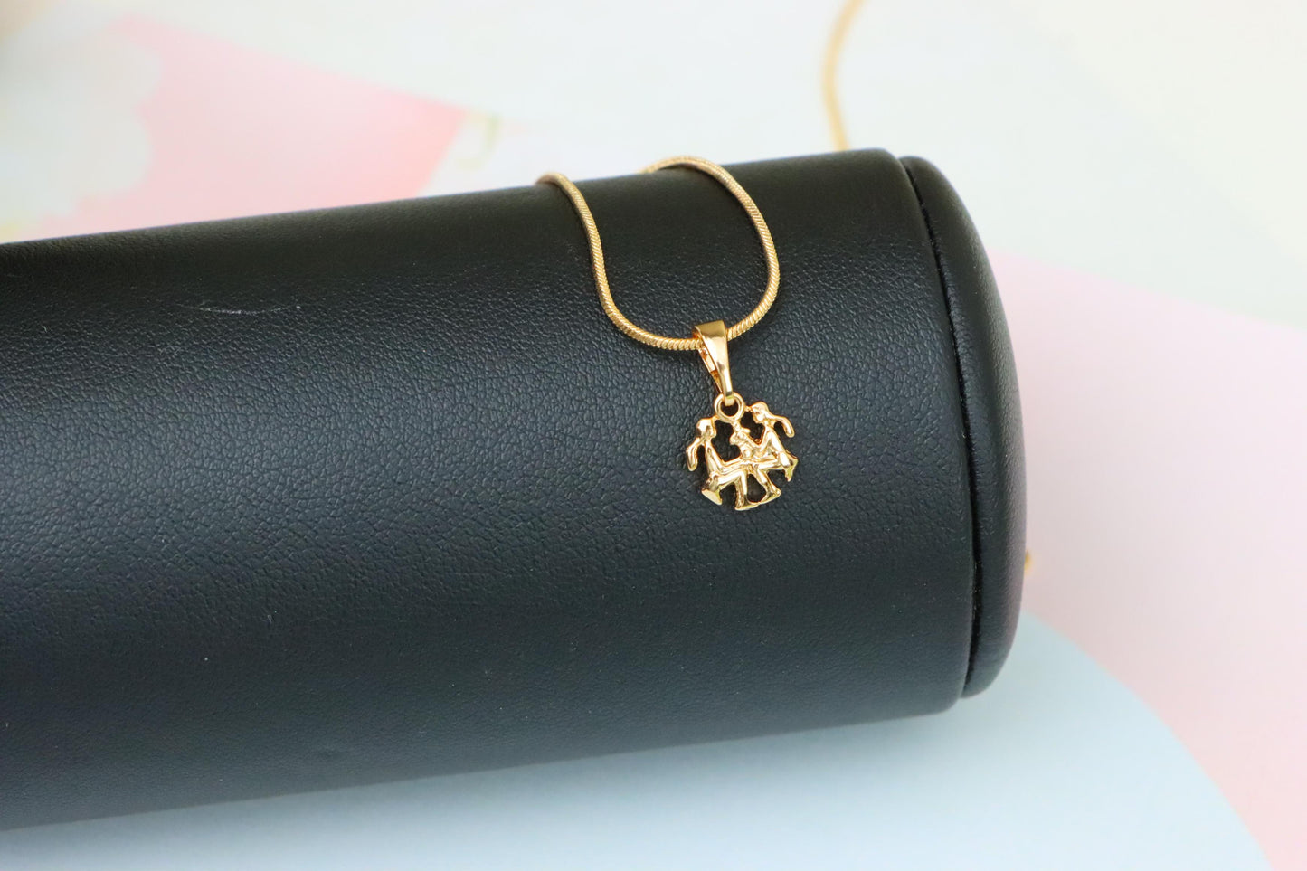 Rose Gold Gemini Pendant in Gold Plated Brass Zodiac Charm, XPPT1464 (2137-2)