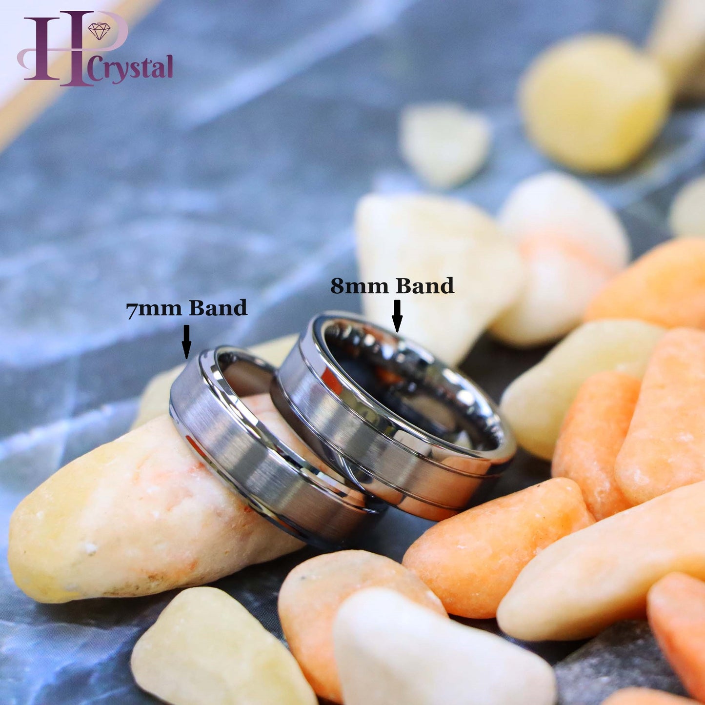 Polished Shiny Double Grooved Brushed Center Tungsten Ring