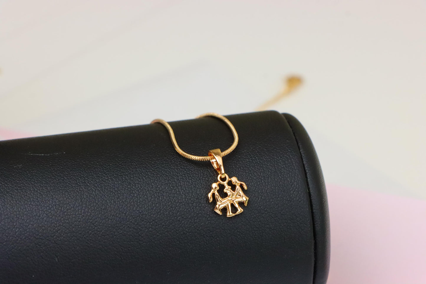 Rose Gold Gemini Pendant in Gold Plated Brass Zodiac Charm, XPPT1464 (2137-2)
