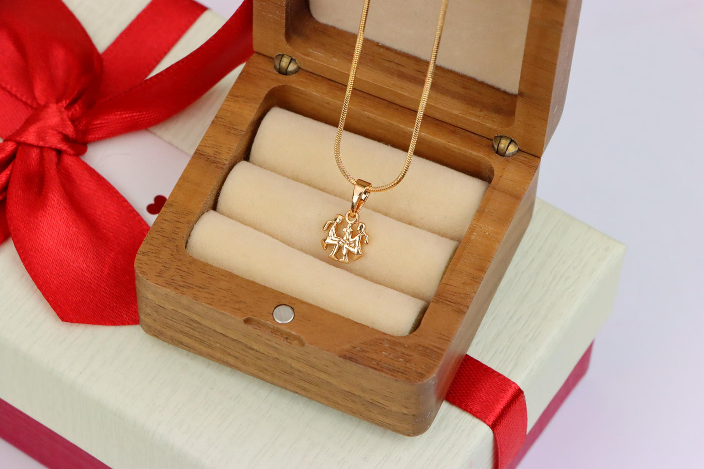 Rose Gold Gemini Pendant in Gold Plated Brass Zodiac Charm, XPPT1464 (2137-2)