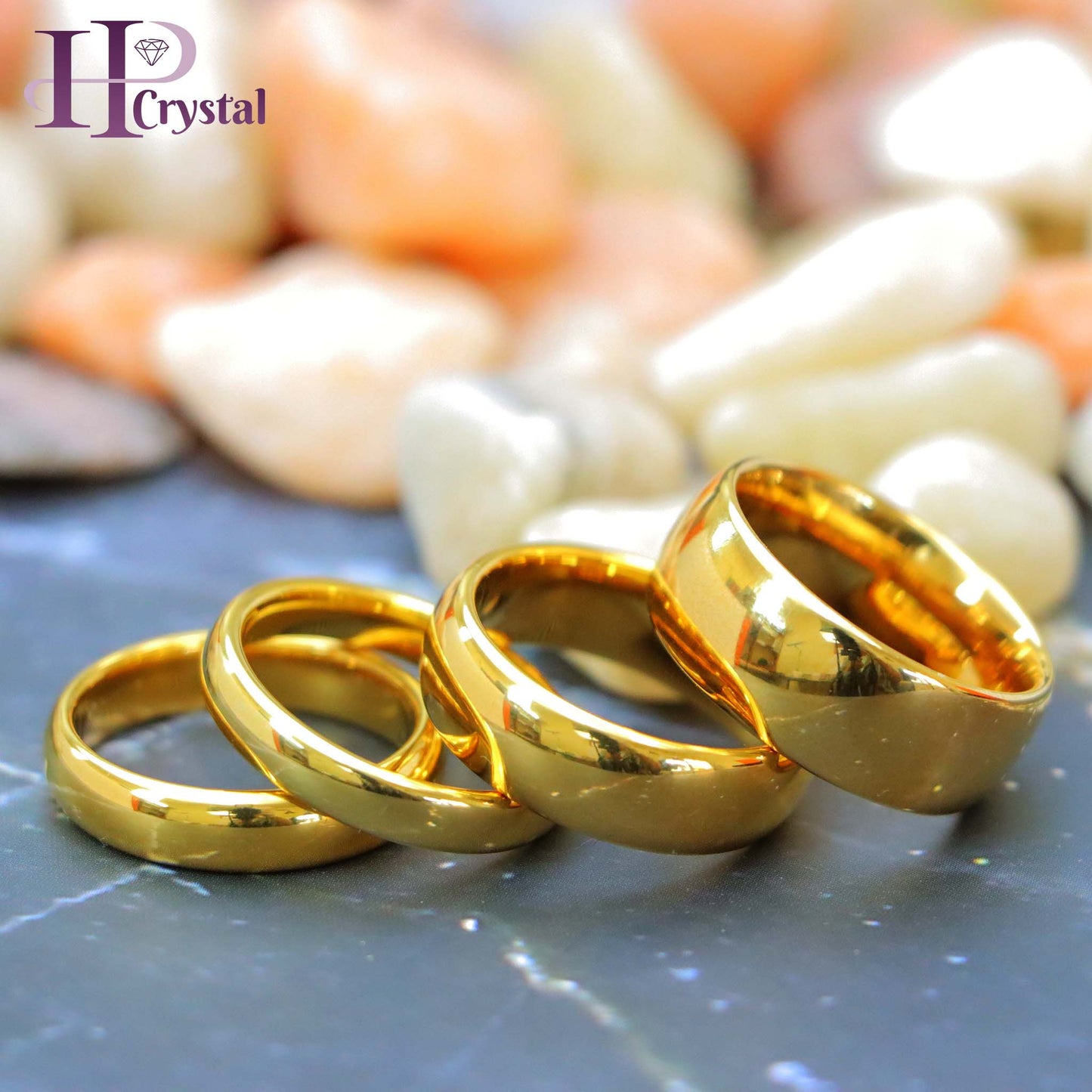 Domed Gold-Plated Shiny Polish Tungsten Ring