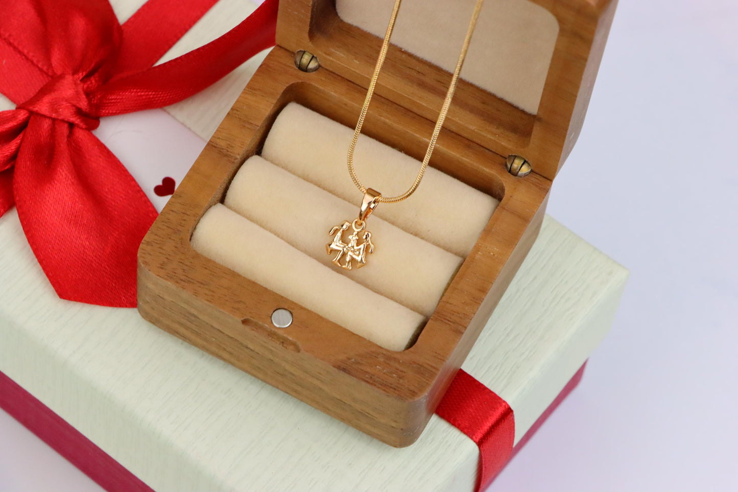 Rose Gold Gemini Pendant in Gold Plated Brass Zodiac Charm, XPPT1464 (2137-2)