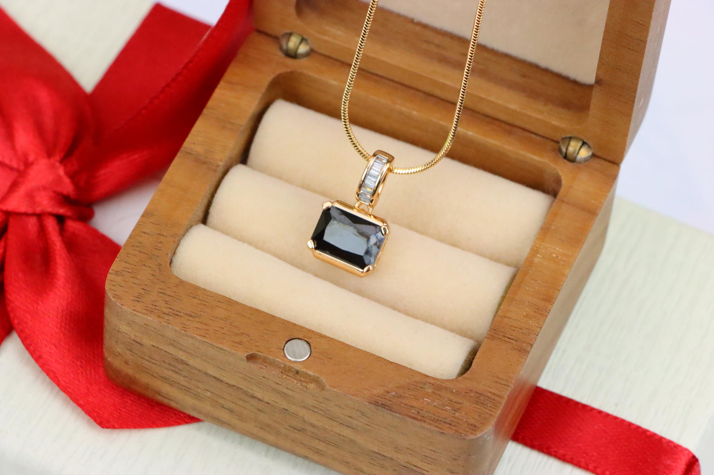 Chic Black Emerald Cut Pendant with Gold Plated Baguette Bail, XPPT1778 (2162-7)