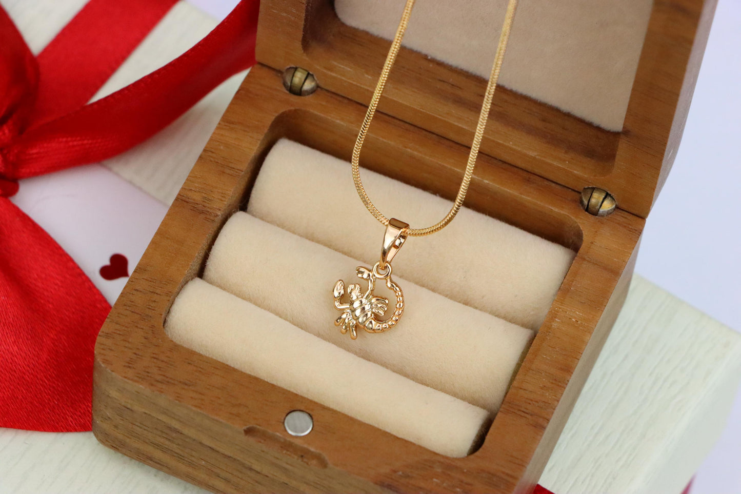 Rose Gold Scorpio Pendant in Gold Plated Brass Zodiac Charm, XPPT1465 (2137-2)