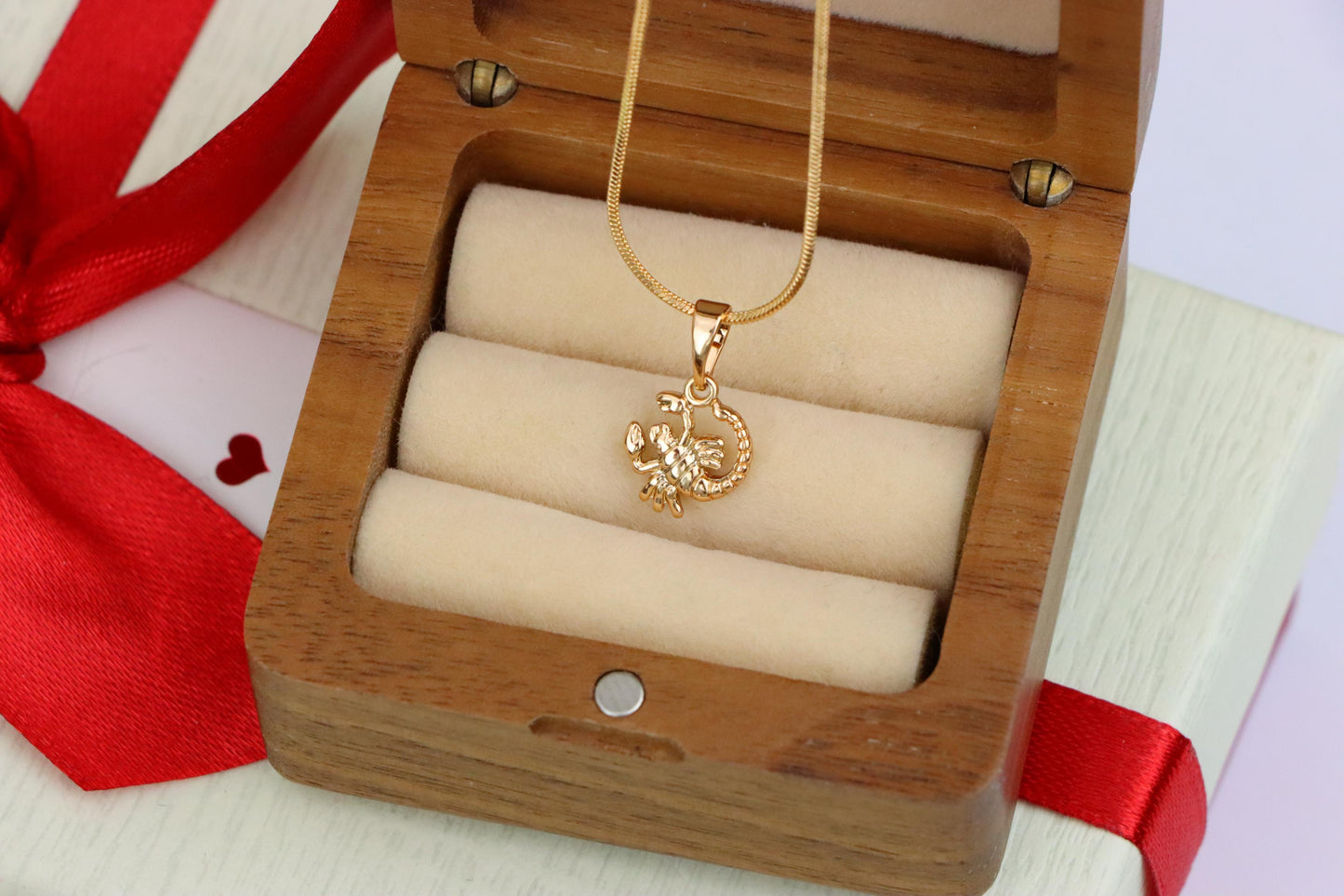 Rose Gold Scorpio Pendant in Gold Plated Brass Zodiac Charm, XPPT1465 (2137-2)