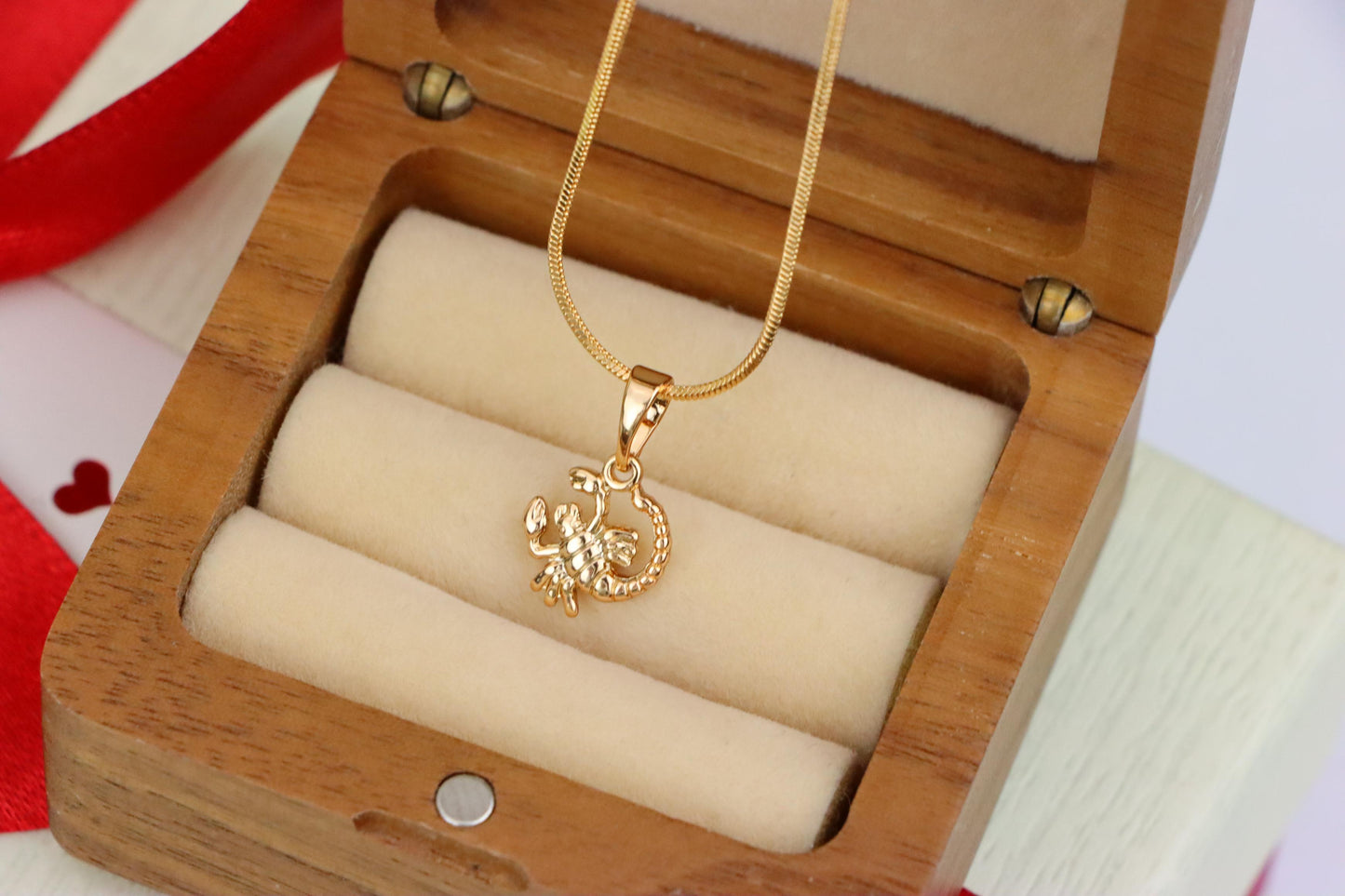 Rose Gold Scorpio Pendant in Gold Plated Brass Zodiac Charm, XPPT1465 (2137-2)