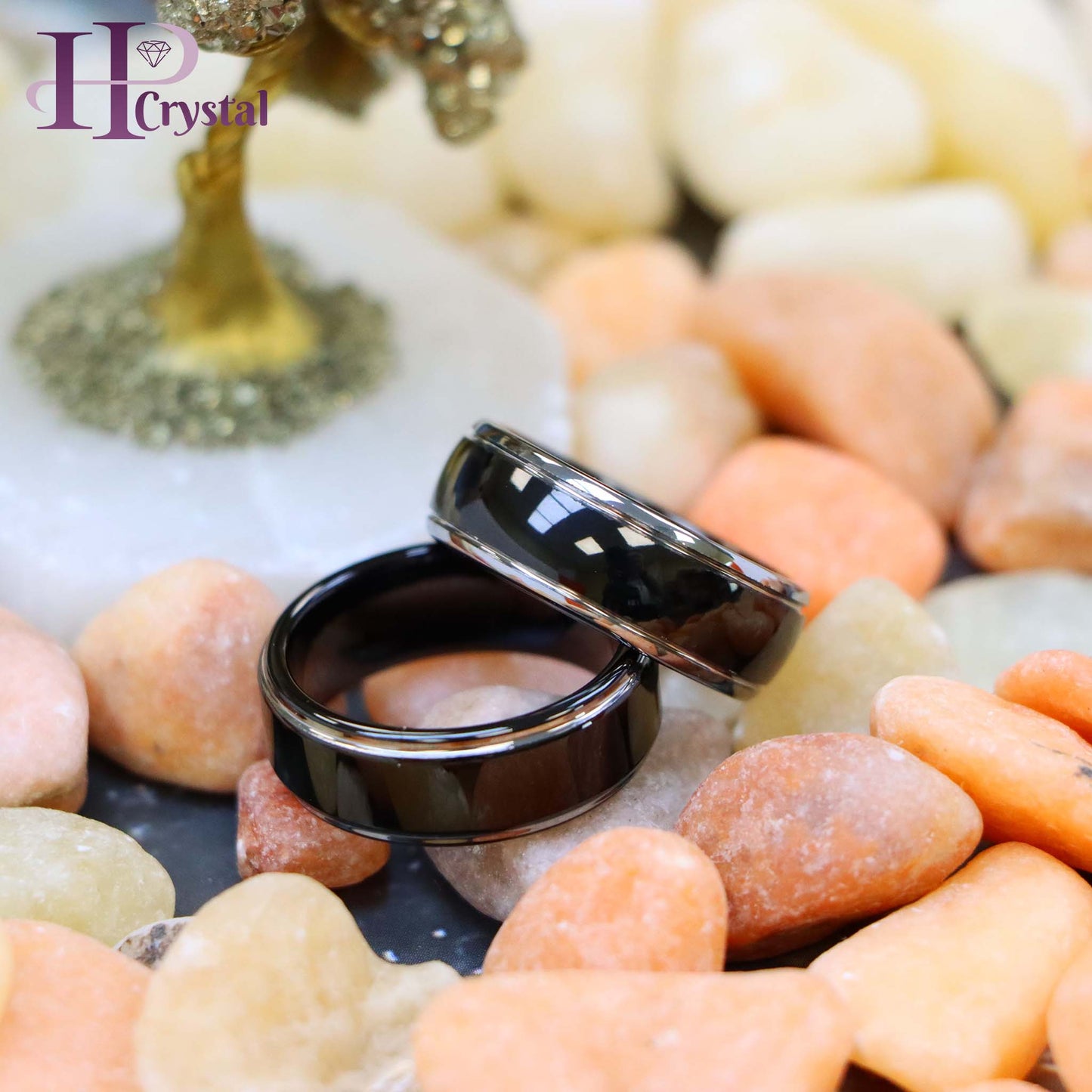 High Polish Black IP Plated Stepped Edge/Rounded Edge Tungsten Ring