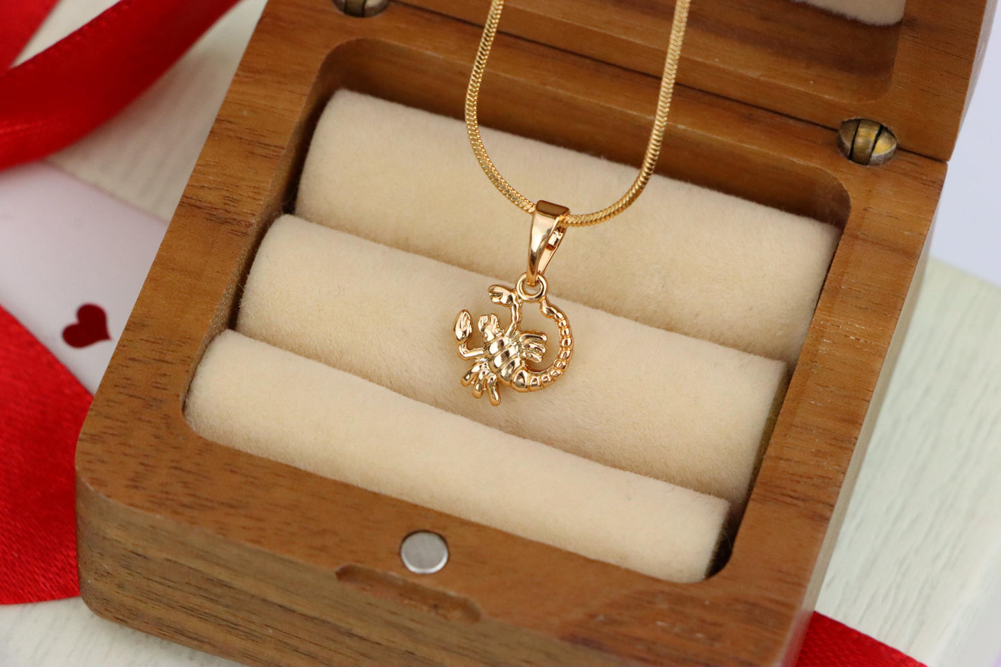 Rose Gold Scorpio Pendant in Gold Plated Brass Zodiac Charm, XPPT1465 (2137-2)
