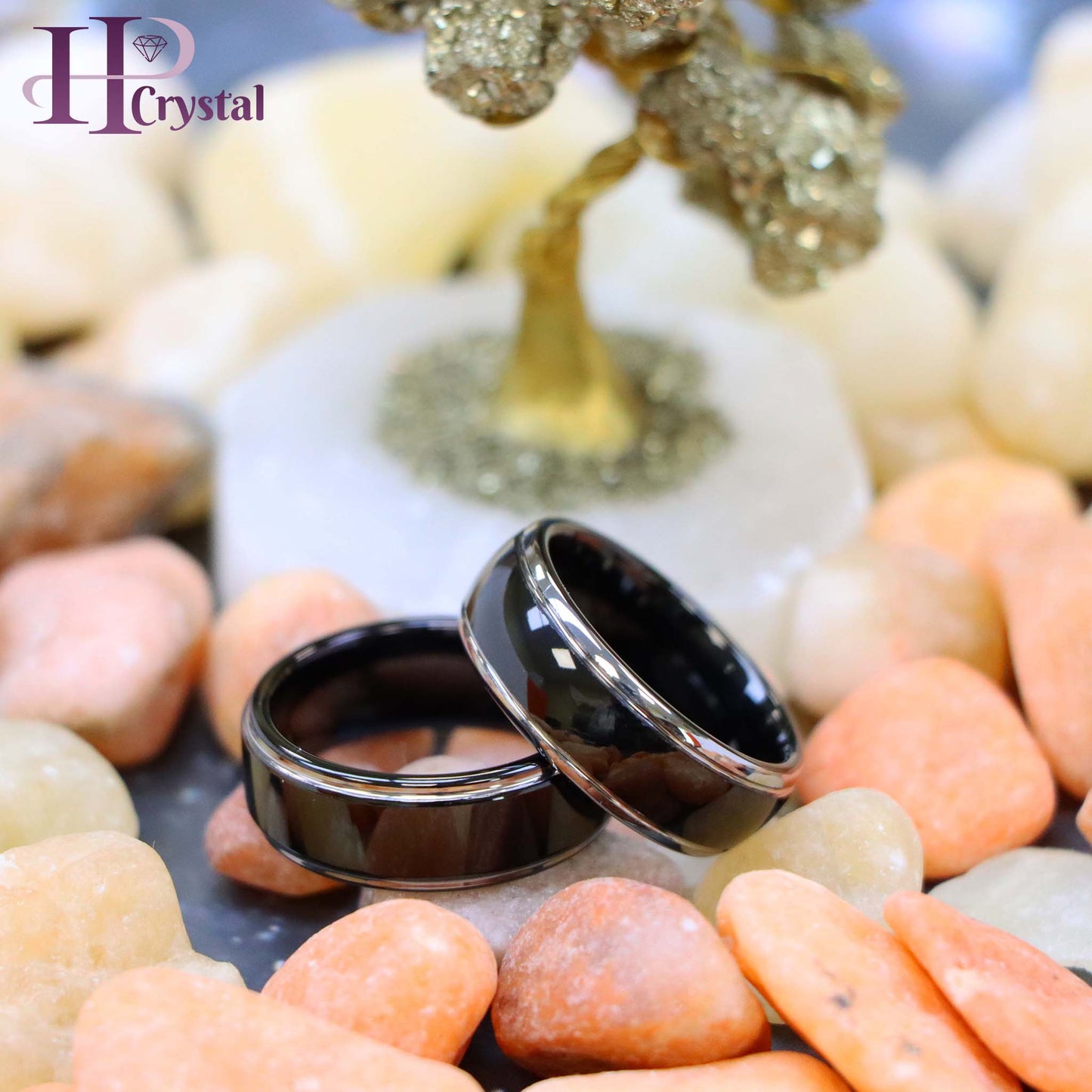 High Polish Black IP Plated Stepped Edge/Rounded Edge Tungsten Ring