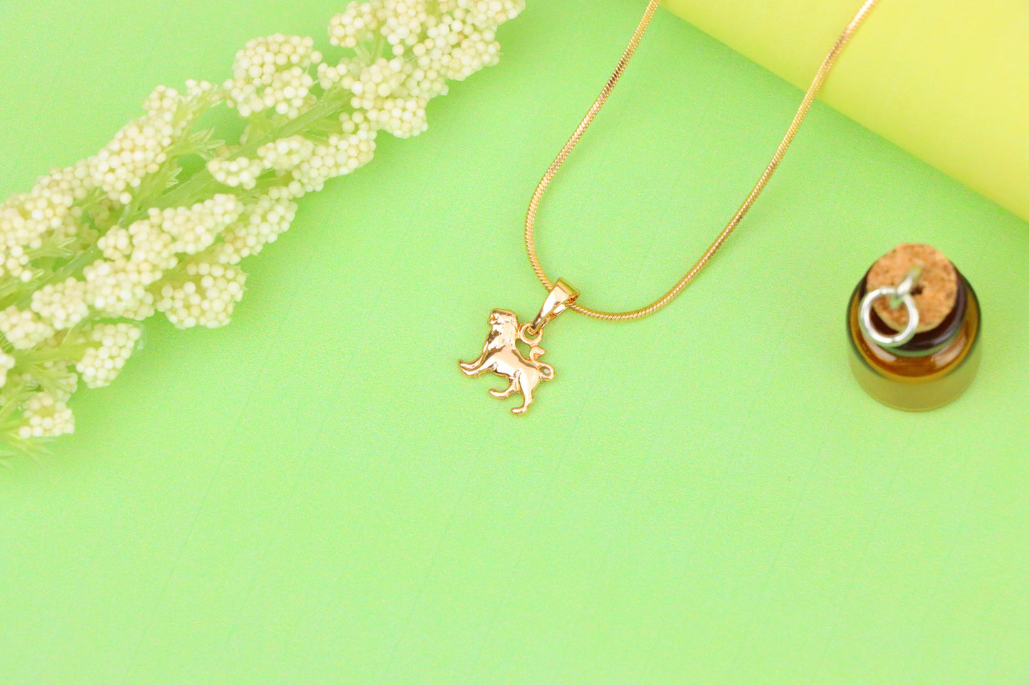 Leo Zodiac Pendant in Rose Gold Plated Brass Lion Charm, XPPT1466 (2137-2)
