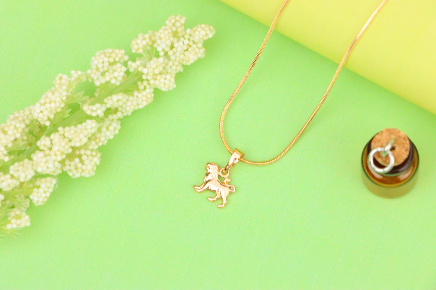 Leo Zodiac Pendant in Rose Gold Plated Brass Lion Charm, XPPT1466 (2137-2)
