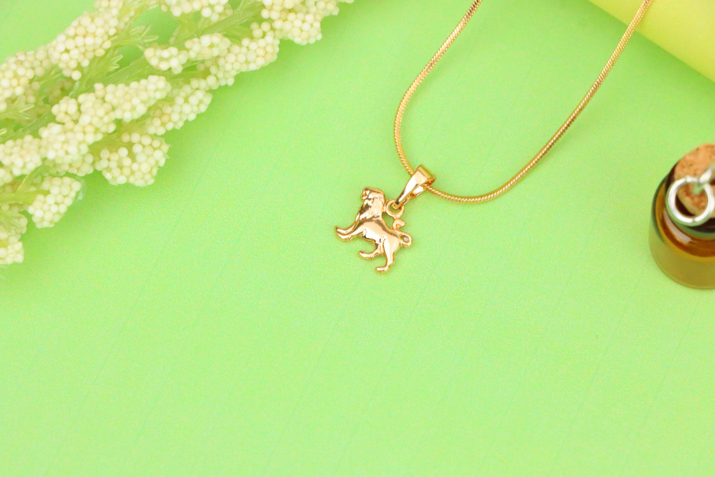 Leo Zodiac Pendant in Rose Gold Plated Brass Lion Charm, XPPT1466 (2137-2)