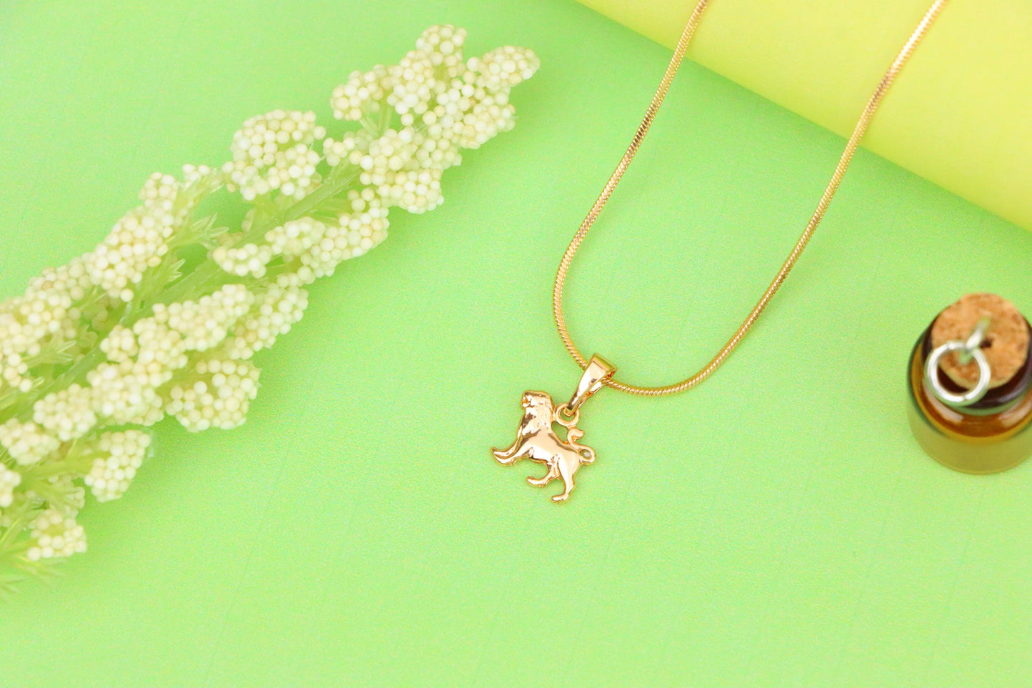Leo Zodiac Pendant in Rose Gold Plated Brass Lion Charm, XPPT1466 (2137-2)
