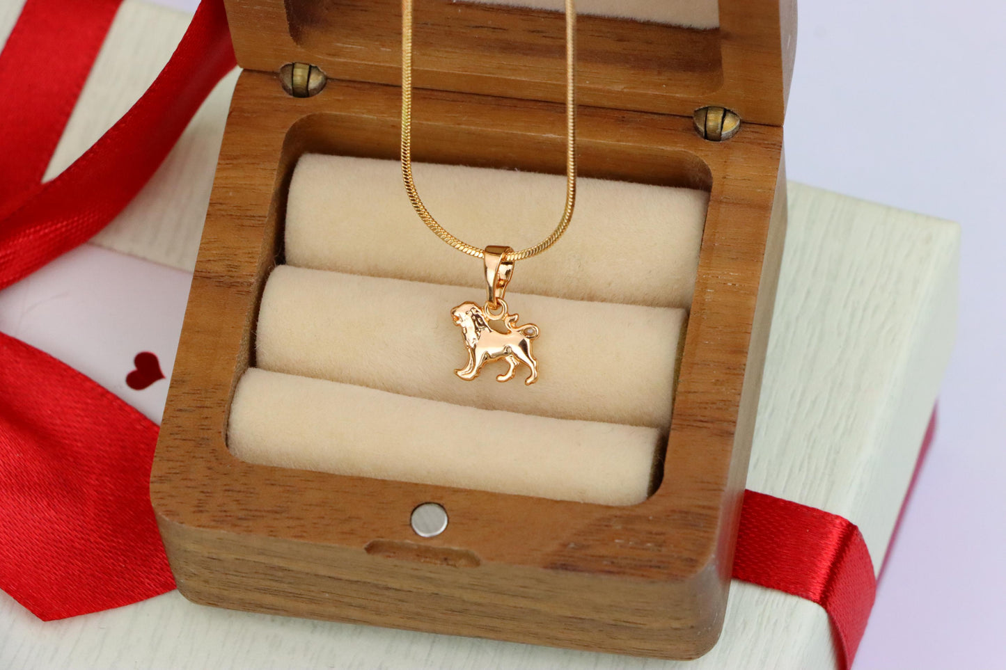 Leo Zodiac Pendant in Rose Gold Plated Brass Lion Charm, XPPT1466 (2137-2)