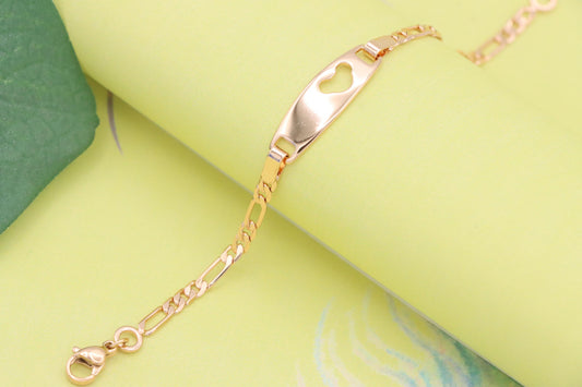 Rose Gold Heart Cutout ID Bracelet in High-Polish Gold Plating, XPBL1158 (2116-7)