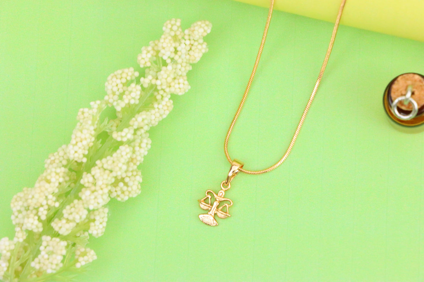Libra Zodiac Scales Rose Gold Pendant Stylish Charm, XPPT1468 (2137-2)