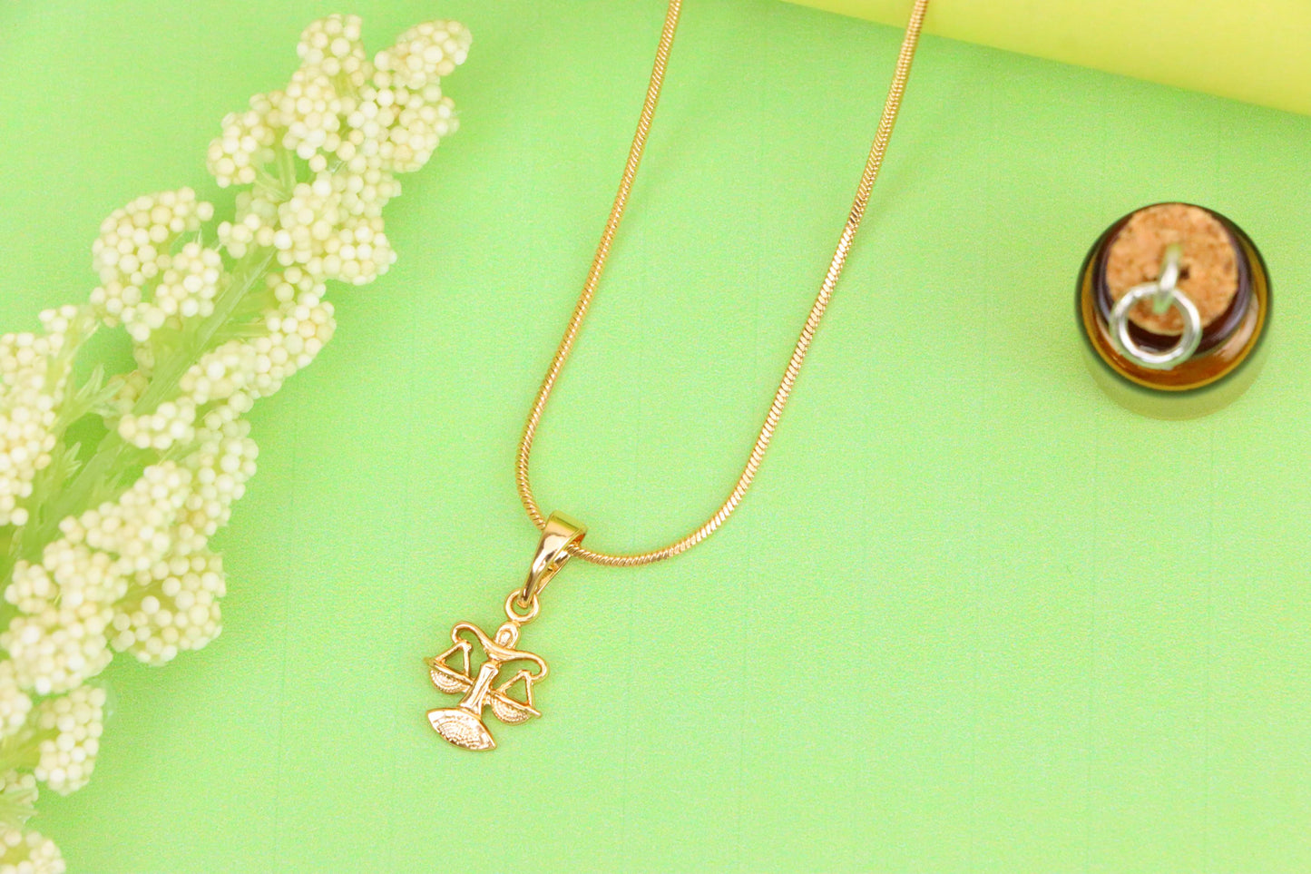 Libra Zodiac Scales Rose Gold Pendant Stylish Charm, XPPT1468 (2137-2)
